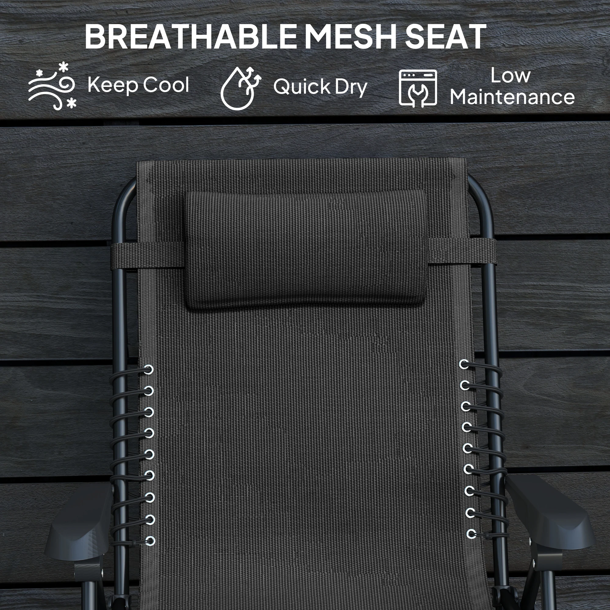 Zero Gravity Chair with 5-Position Backrest and Headrest, Black - Image 7