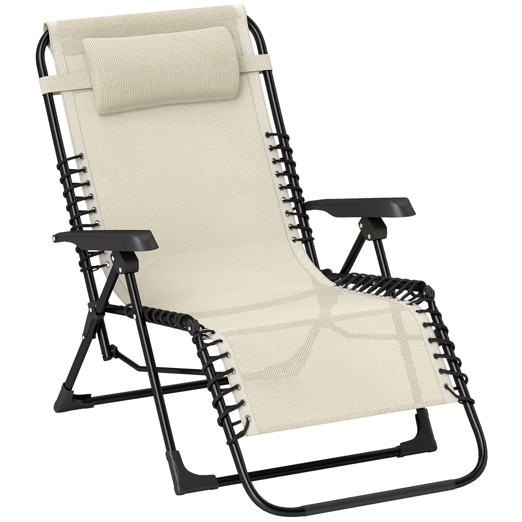 Zero Gravity Chair with 5-Position Backrest and Headrest, Beige - Image 12