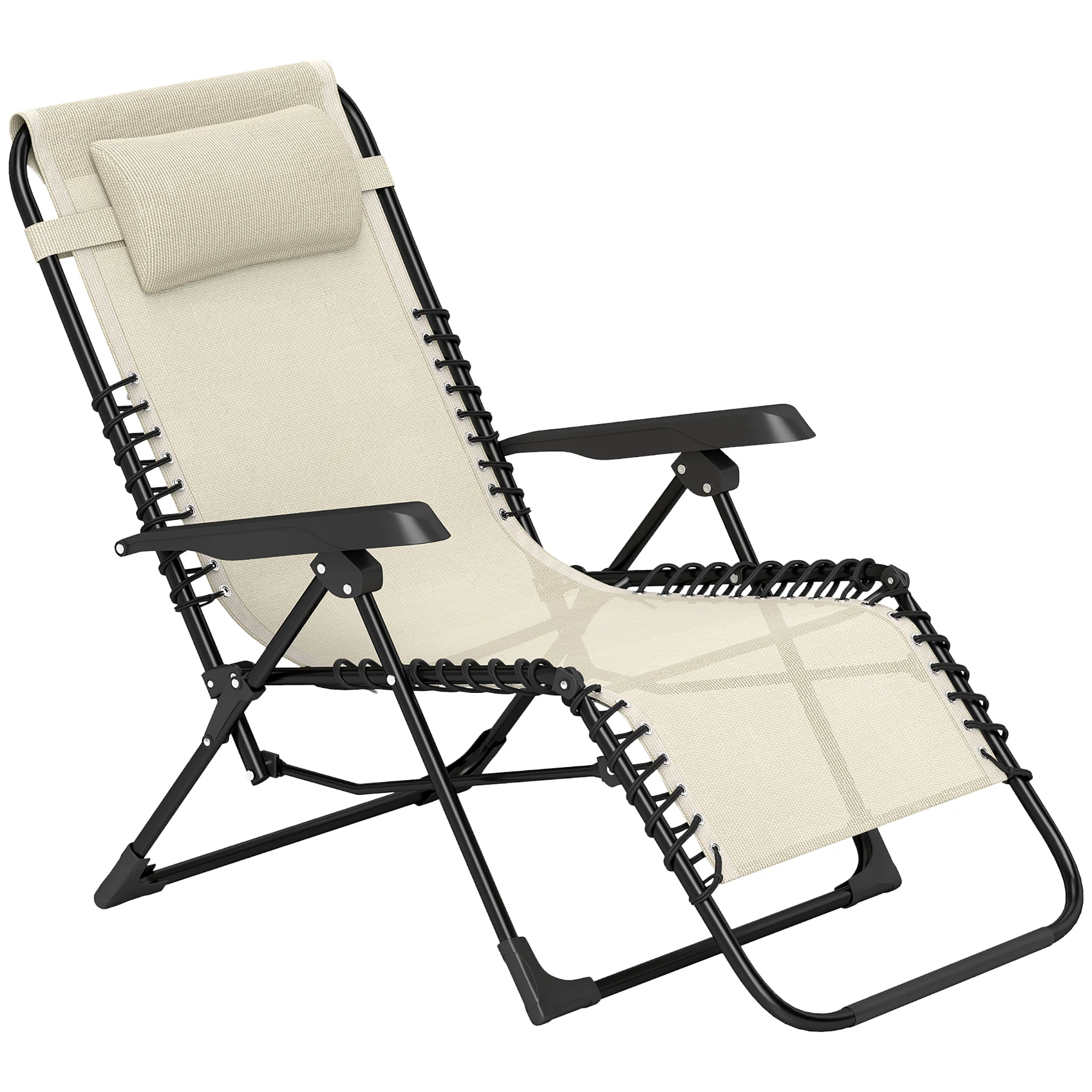 Zero Gravity Chair with 5-Position Backrest and Headrest, Beige - Image 2