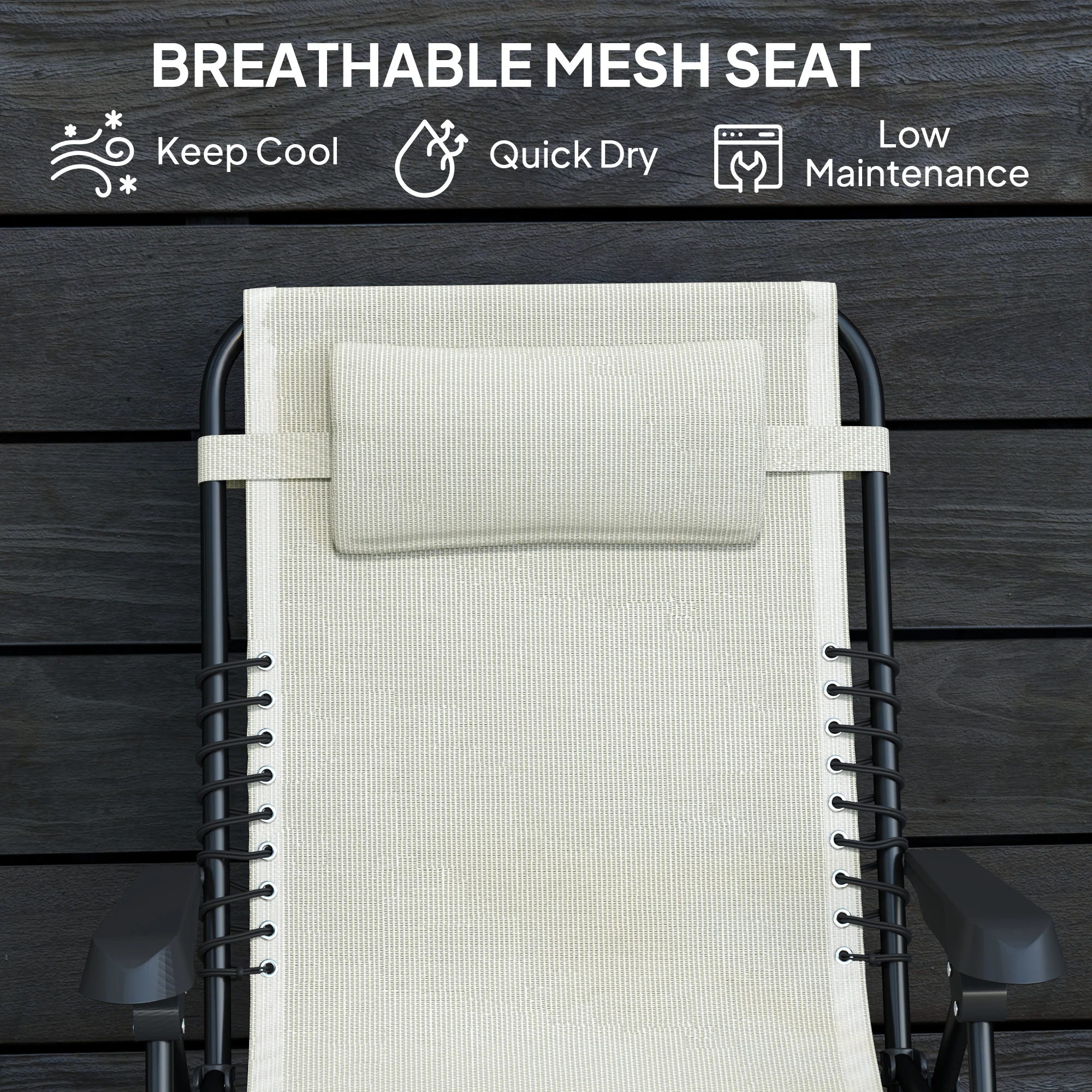 Zero Gravity Chair with 5-Position Backrest and Headrest, Beige - Image 7