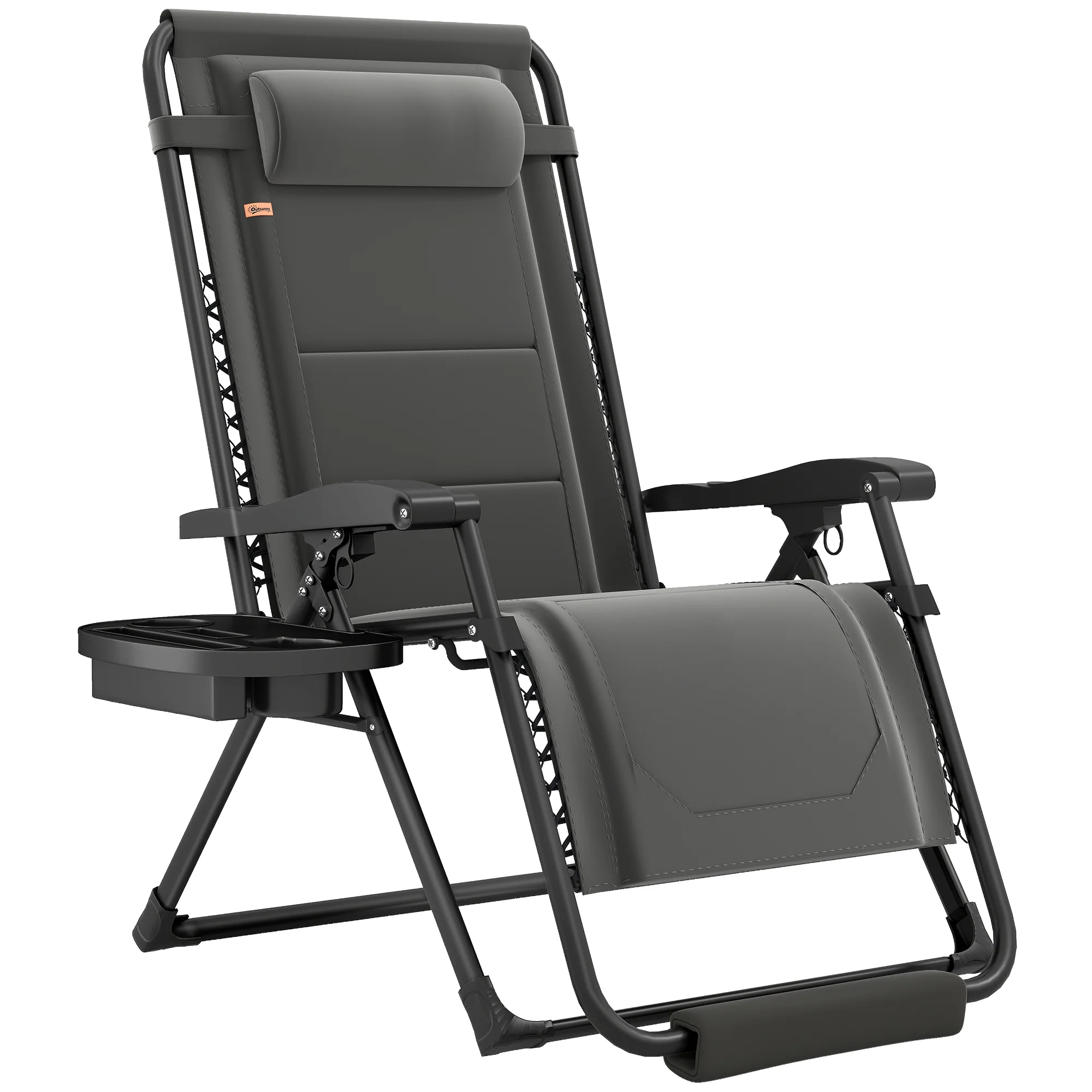 Zero Gravity Lounger Chair with Cup Holder, 400 LBS Capacity, Dark Grey - Image 12