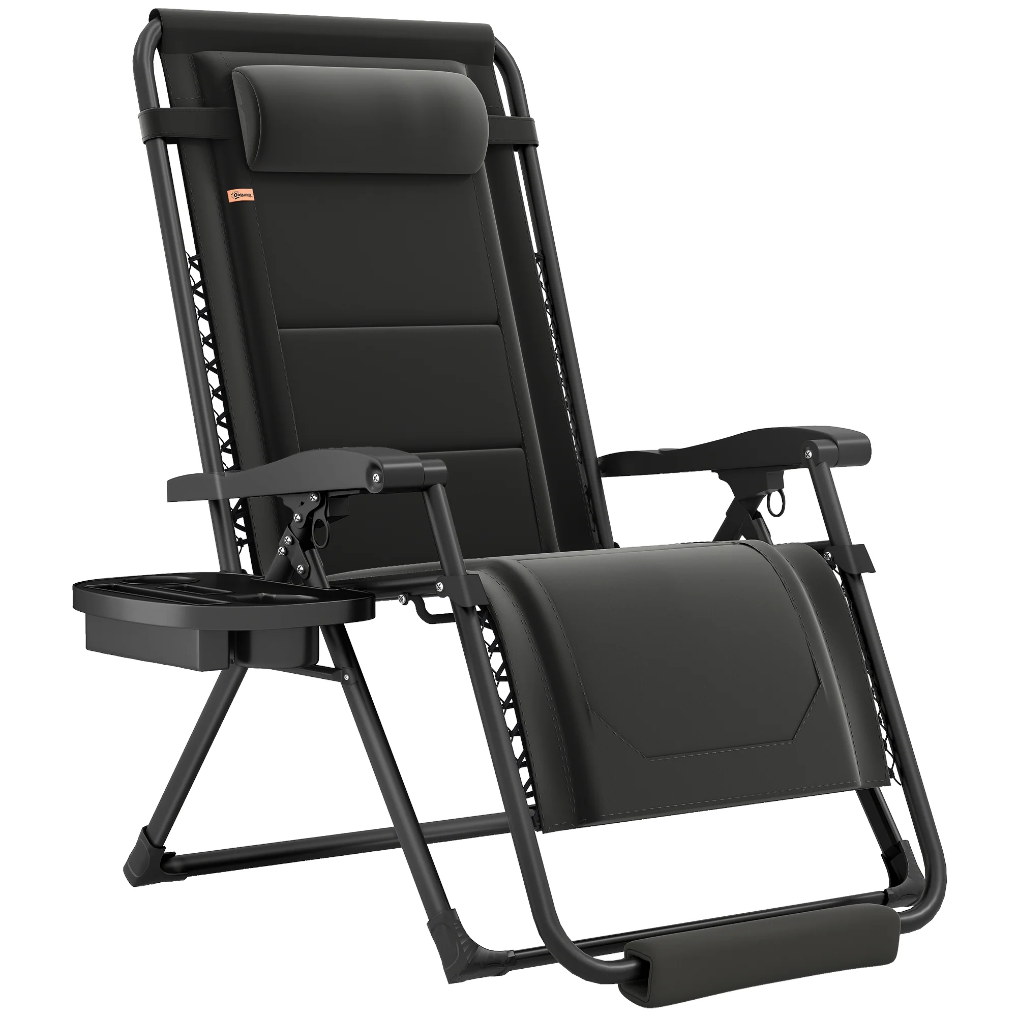 Zero Gravity Lounger Chair with Cup Holder, 400 LBS Capacity, Black - Image 12