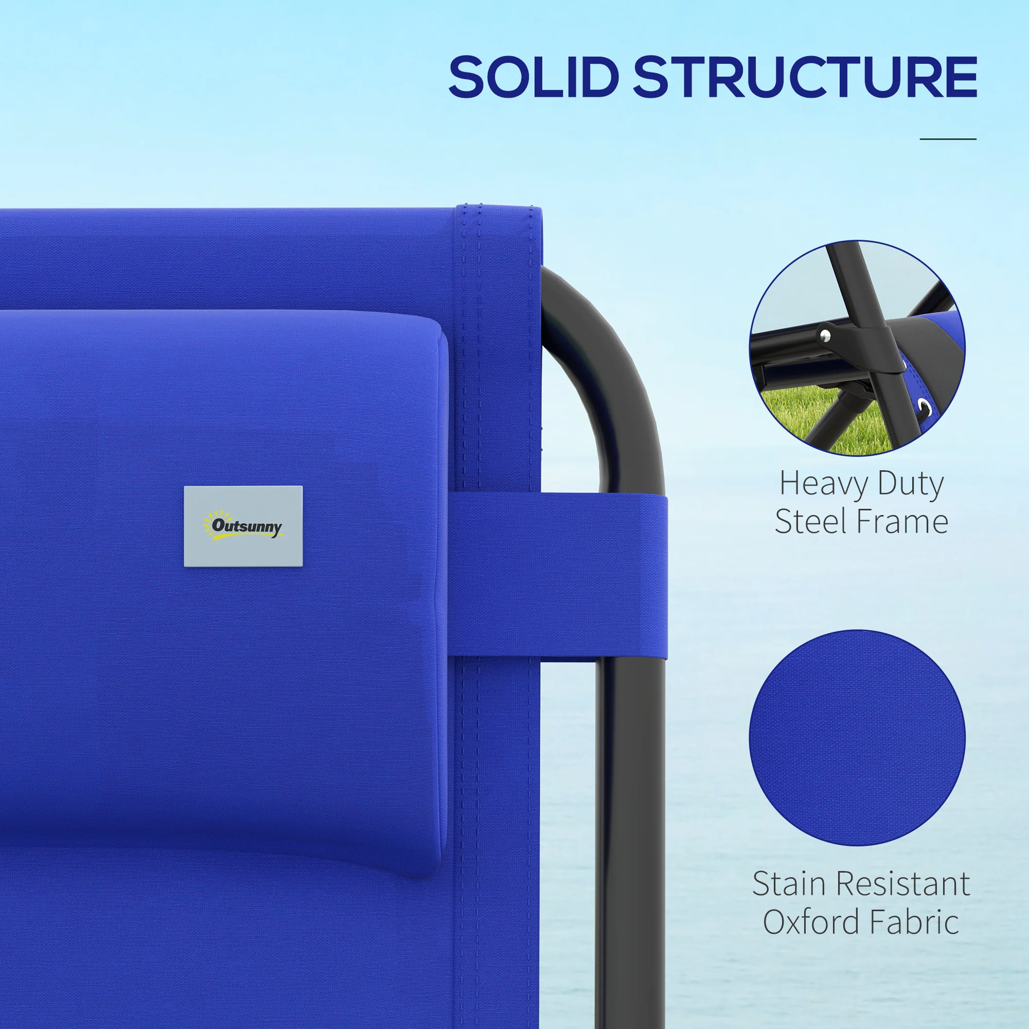 2 Piece Zero Gravity Folding Reclining Chair w/ Padded Seat, Headrest & Cupholder, Blue - Image 8